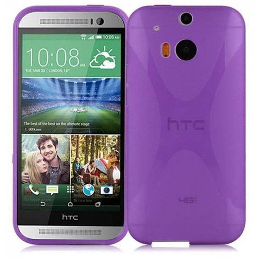 Cadorabo Hülle für HTC ONE M8 (2.Gen.) Hülle in FLIEDER VIOLETT - Handyhülle im X-Line TPU Silikon - Silikonhülle Schutzhülle Ultra Slim Soft Ba