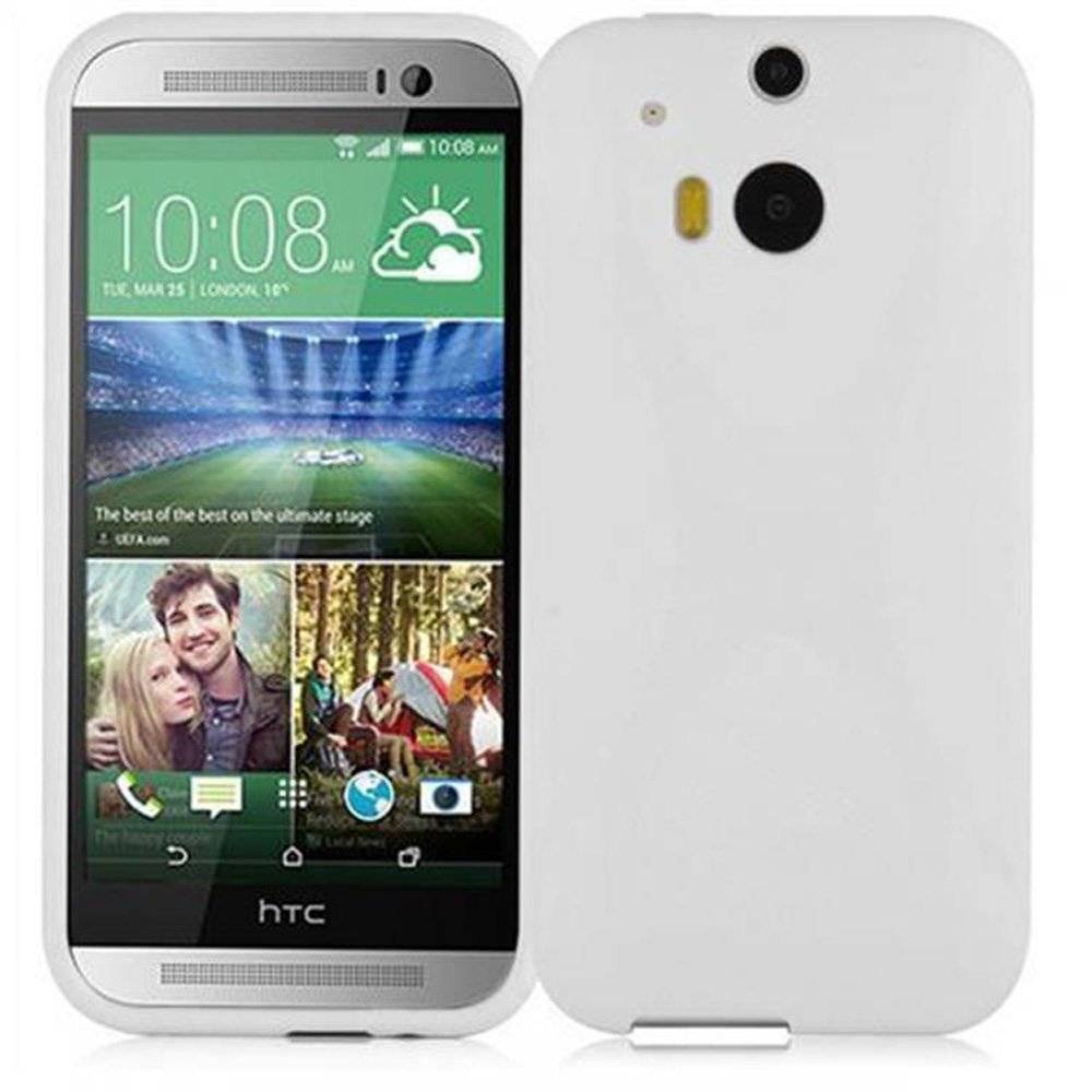 Cadorabo Hülle für HTC ONE M8 (2.Gen.) Hülle in MAGNESIUM WEIß - Handyhülle im X-Line TPU Silikon - Silikonhülle Schutzhülle Ultra Slim Soft Ba