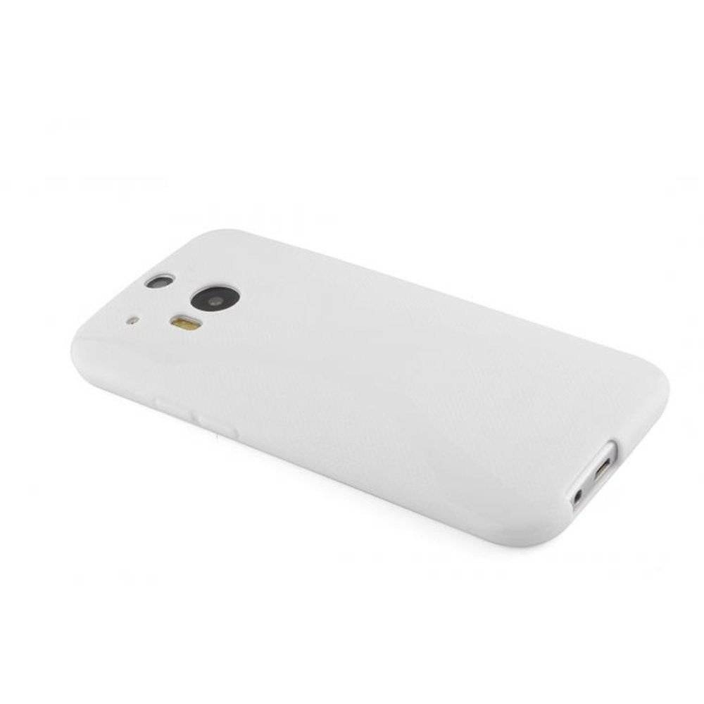 Cadorabo Hülle für HTC ONE M8 (2.Gen.) Hülle in MAGNESIUM WEIß - Handyhülle im X-Line TPU Silikon - Silikonhülle Schutzhülle Ultra Slim Soft Ba