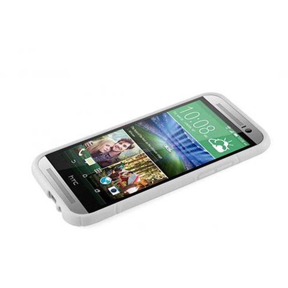 Cadorabo Hülle für HTC ONE M8 (2.Gen.) Hülle in MAGNESIUM WEIß - Handyhülle im X-Line TPU Silikon - Silikonhülle Schutzhülle Ultra Slim Soft Ba