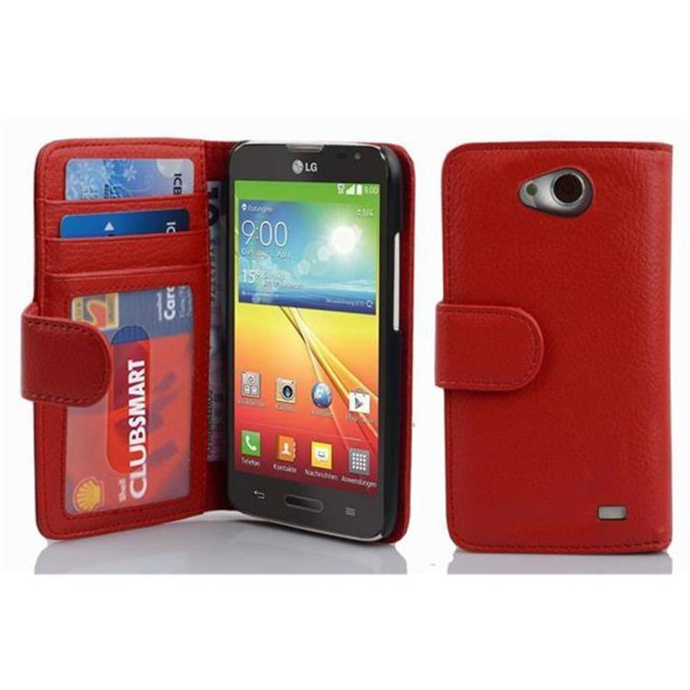 Cadorabo Hülle für LG L70 (1. SIM) in Rot Backcover Handy Schutz Hülle Book Case Booklet Kartenfächer