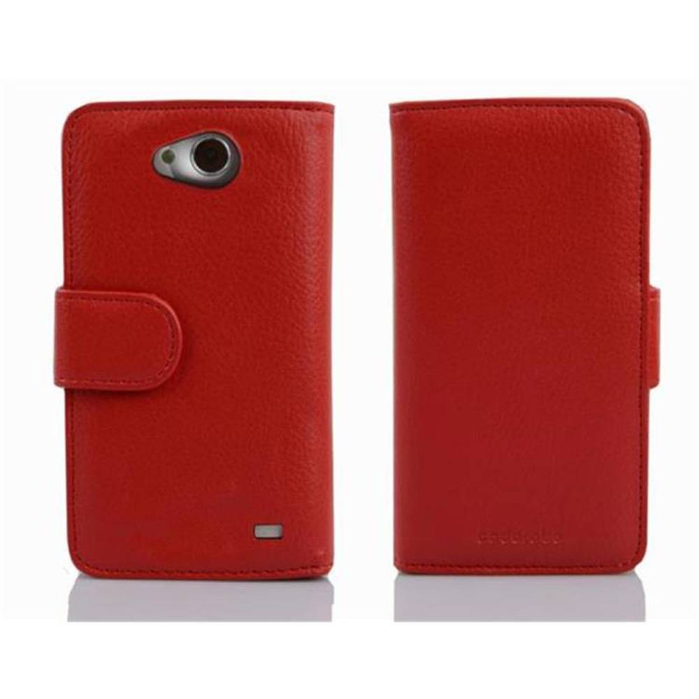 Cadorabo Hülle für LG L70 (1. SIM) in Rot Backcover Handy Schutz Hülle Book Case Booklet Kartenfächer