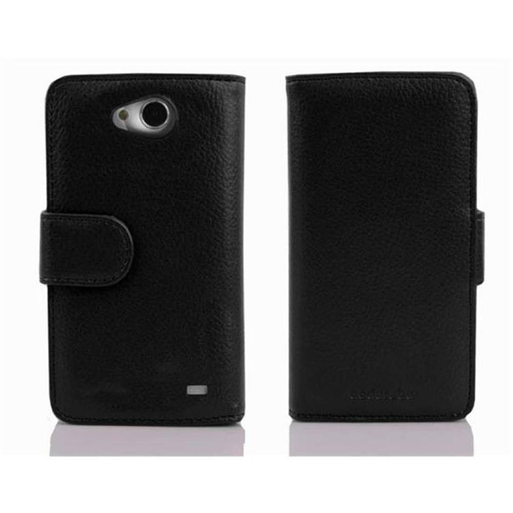 Cadorabo Hülle für LG L70 (1. SIM) in Schwarz Backcover Handy Schutz Hülle Book Case Booklet Kartenfächer