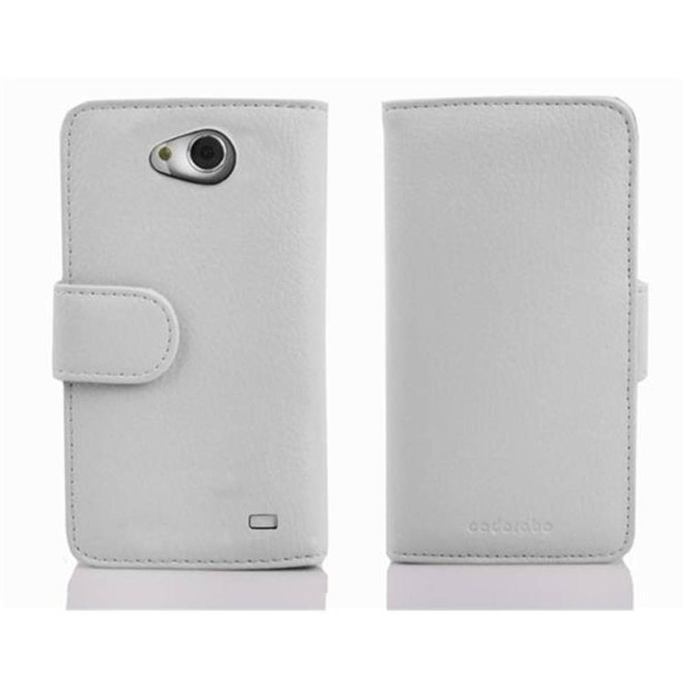 Cadorabo Hülle für LG L70 (1. SIM) in Weiß Backcover Handy Schutz Hülle Book Case Booklet Kartenfächer