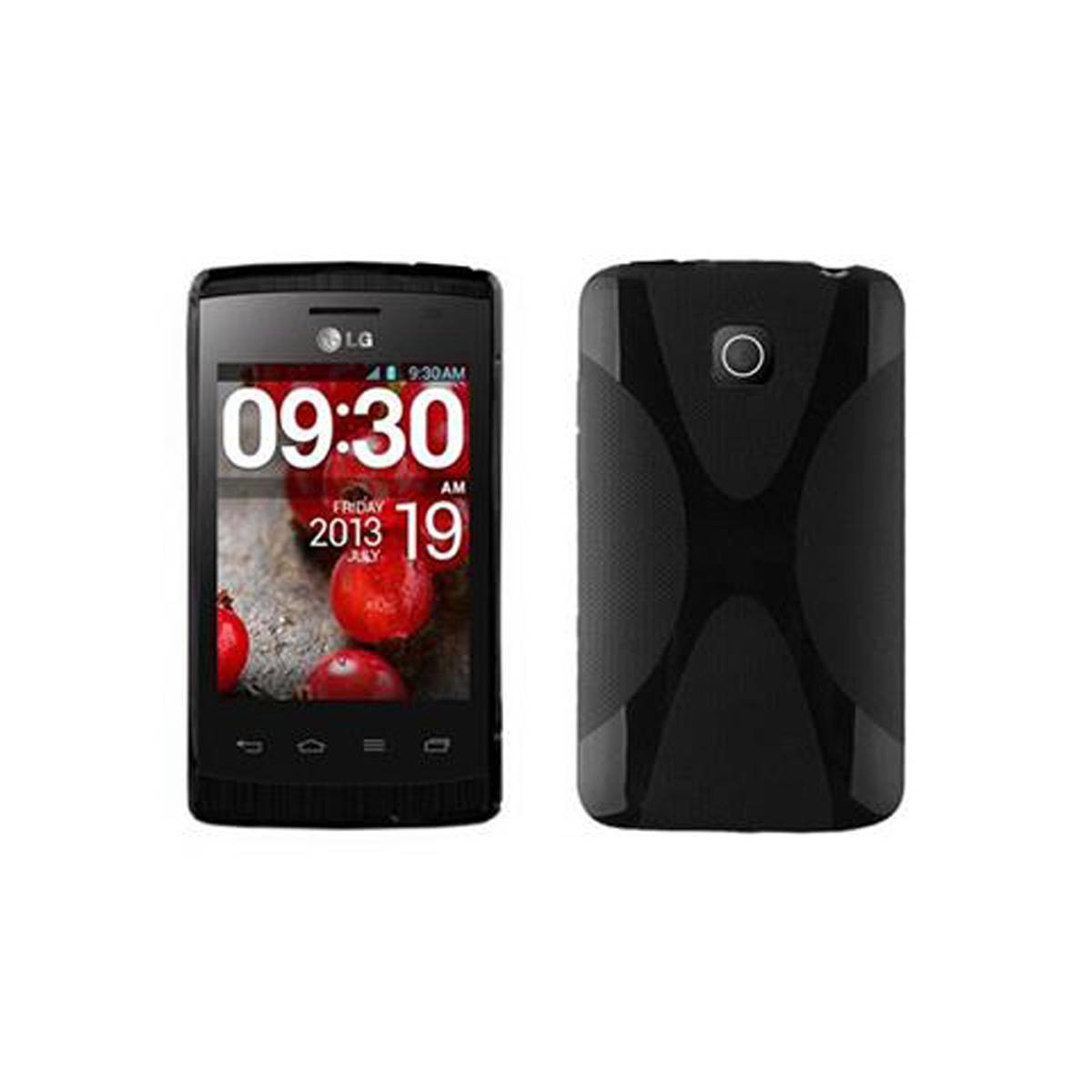 Cadorabo Handyhülle für LG L1 II in Schwarz Hülle Schutzhülle TPU Silikon Backcover Case