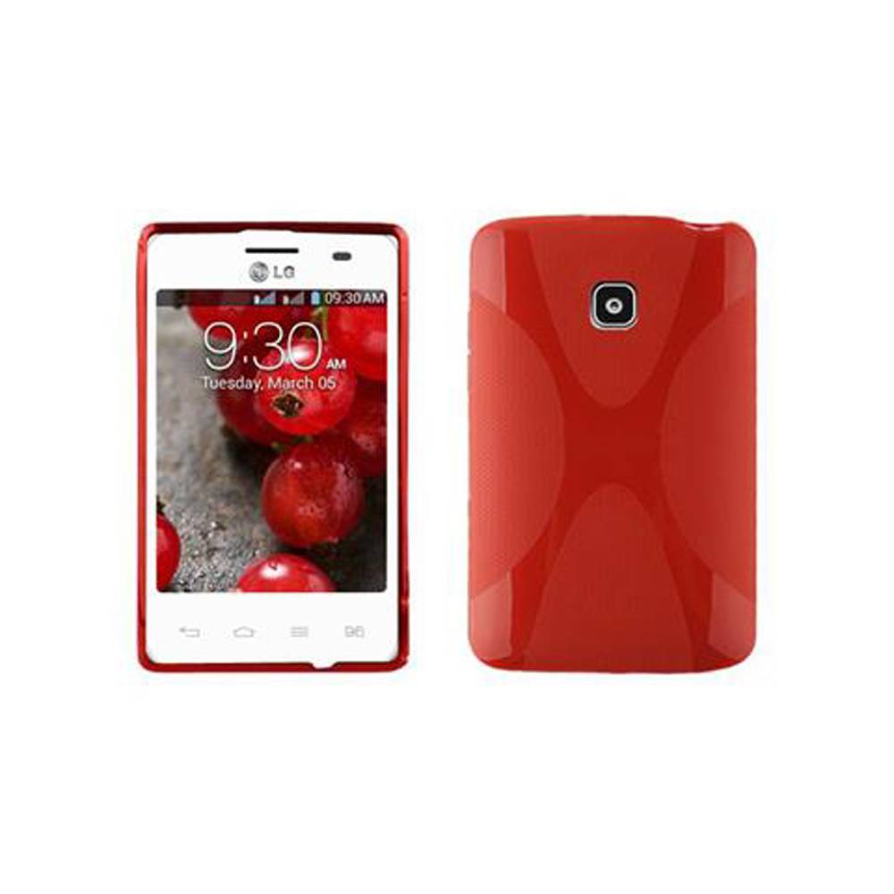Cadorabo Handyhülle für LG L3 II (1. SIM) in Rot Hülle Schutzhülle TPU Silikon Backcover Case