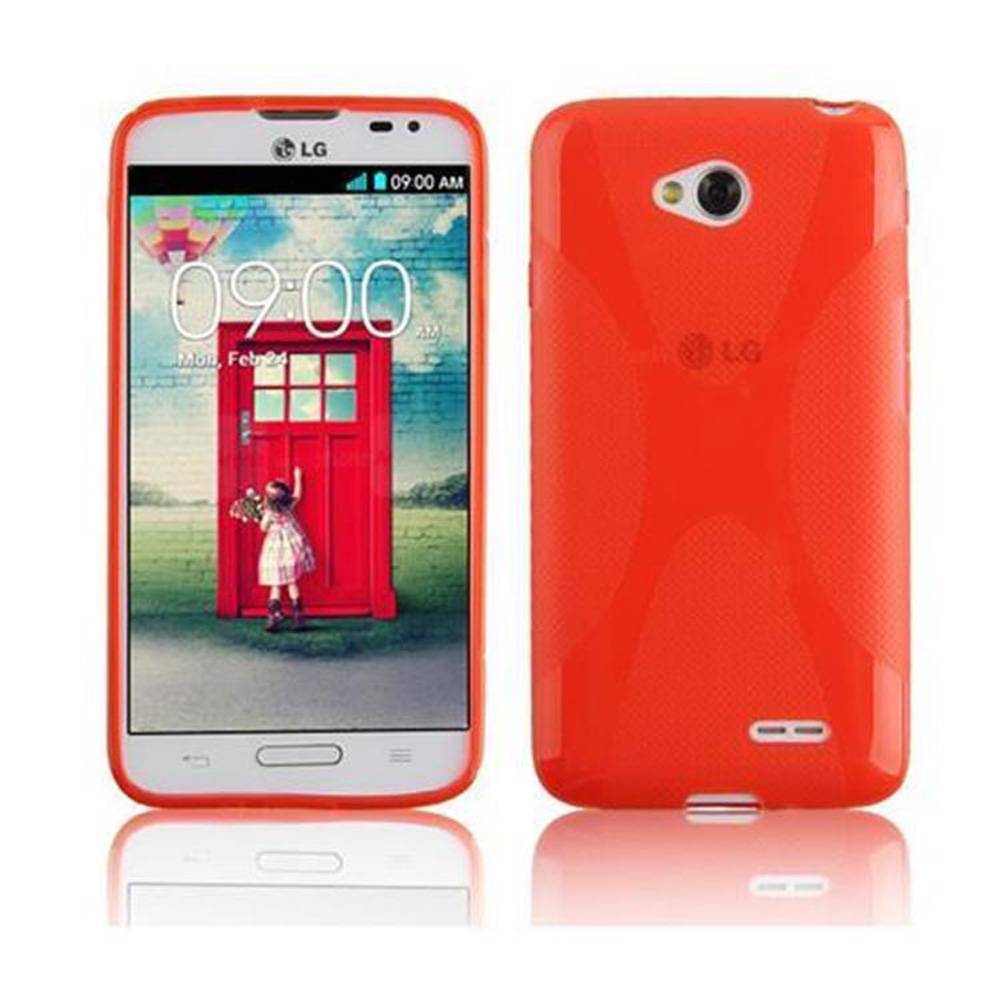 Cadorabo Handyhülle für LG L70 (1. SIM) in Rot Hülle Schutzhülle TPU Silikon Backcover Case