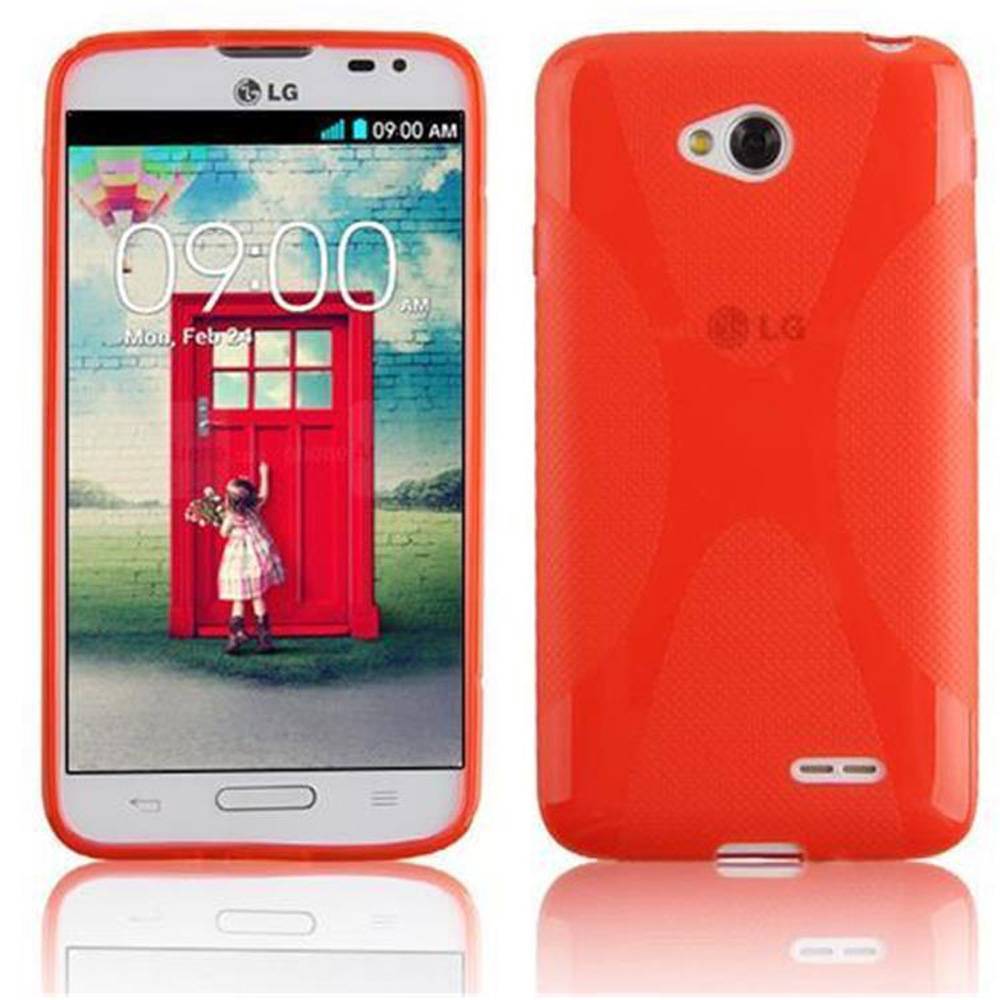 Cadorabo Handyhülle für LG L70 (1. SIM) in Rot Hülle Schutzhülle TPU Silikon Backcover Case