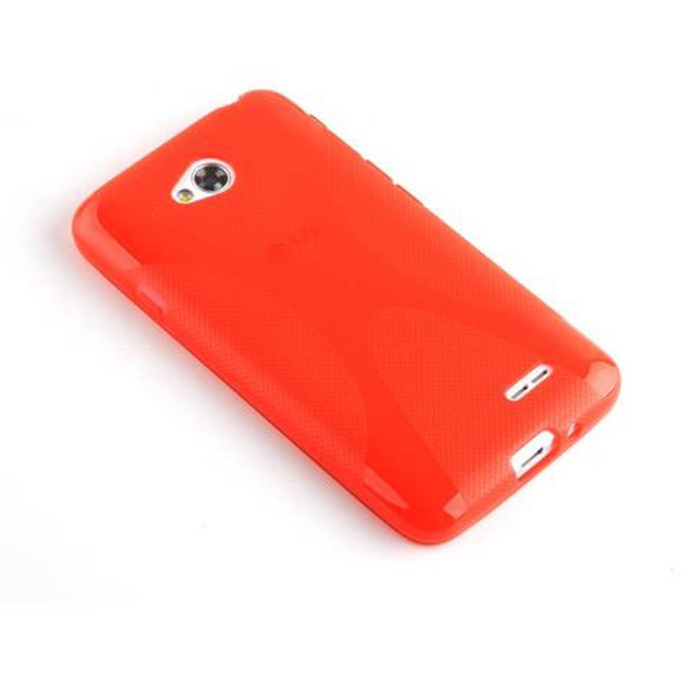 Cadorabo Handyhülle für LG L70 (1. SIM) in Rot Hülle Schutzhülle TPU Silikon Backcover Case