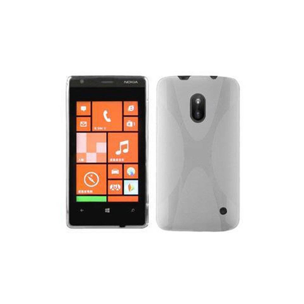 Cadorabo Hülle für Nokia Lumia 620 Hülle in MAGNESIUM WEIß - Handyhülle im X-Line TPU Silikon - Silikonhülle Schutzhülle Ultra Slim Soft Back C
