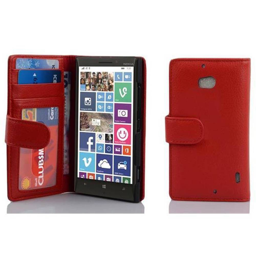 Cadorabo Hülle für Nokia Lumia 929 / 930 in Rot Backcover Handy Schutz Hülle Book Case Booklet Kartenfächer