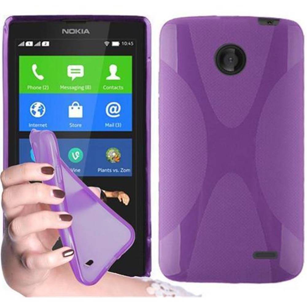 Cadorabo Handyhülle für Nokia X in Lila Hülle Schutzhülle TPU Silikon Backcover Case