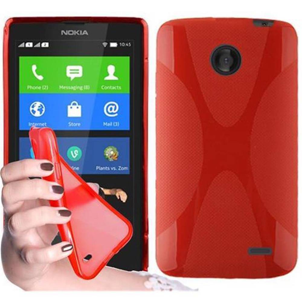 Cadorabo Handyhülle für Nokia X in Rot Hülle Schutzhülle TPU Silikon Backcover Case