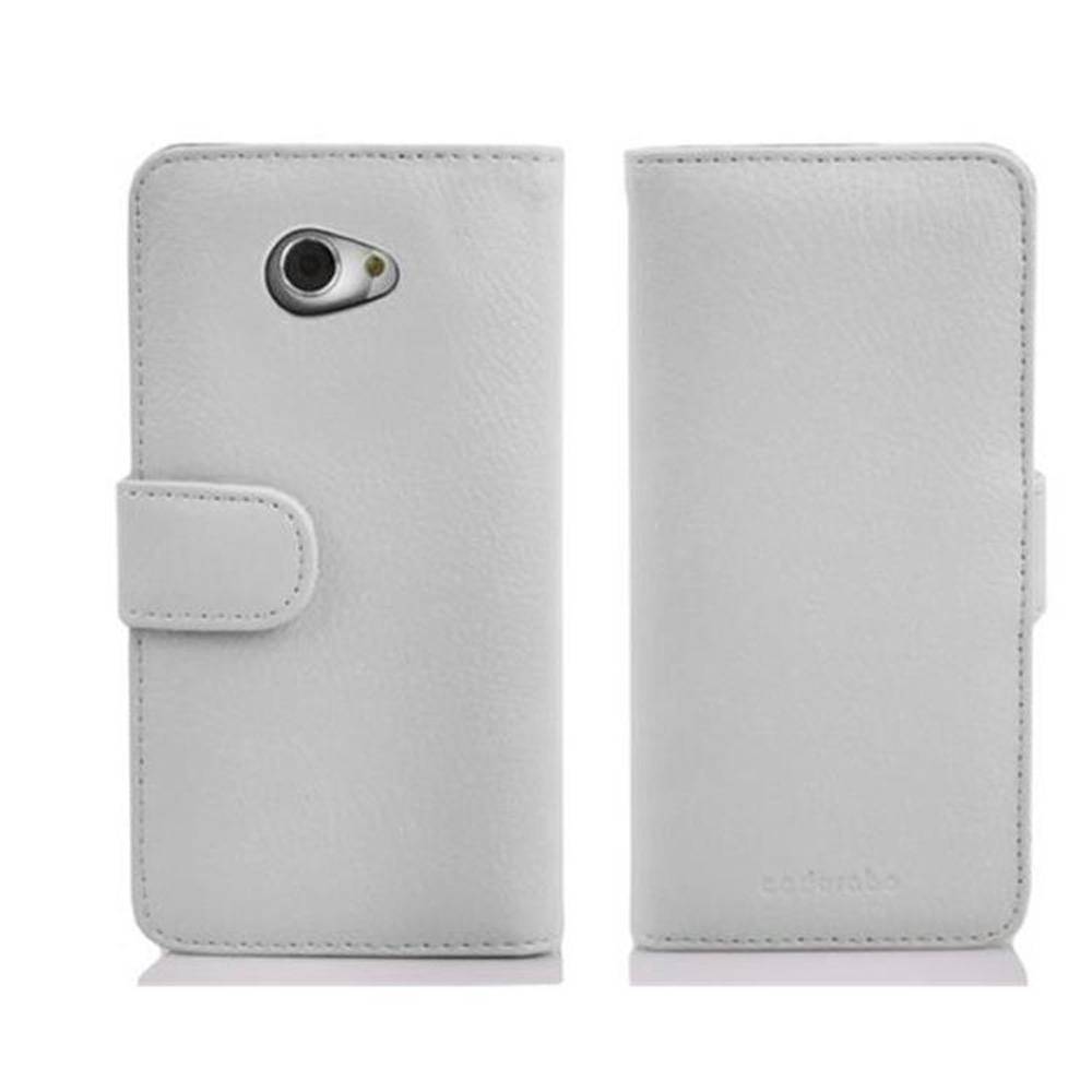 Cadorabo Hülle für Sony Xperia M2 / M2 AQUA in Weiß Backcover Handy Schutz Hülle Book Case Booklet Kartenfächer