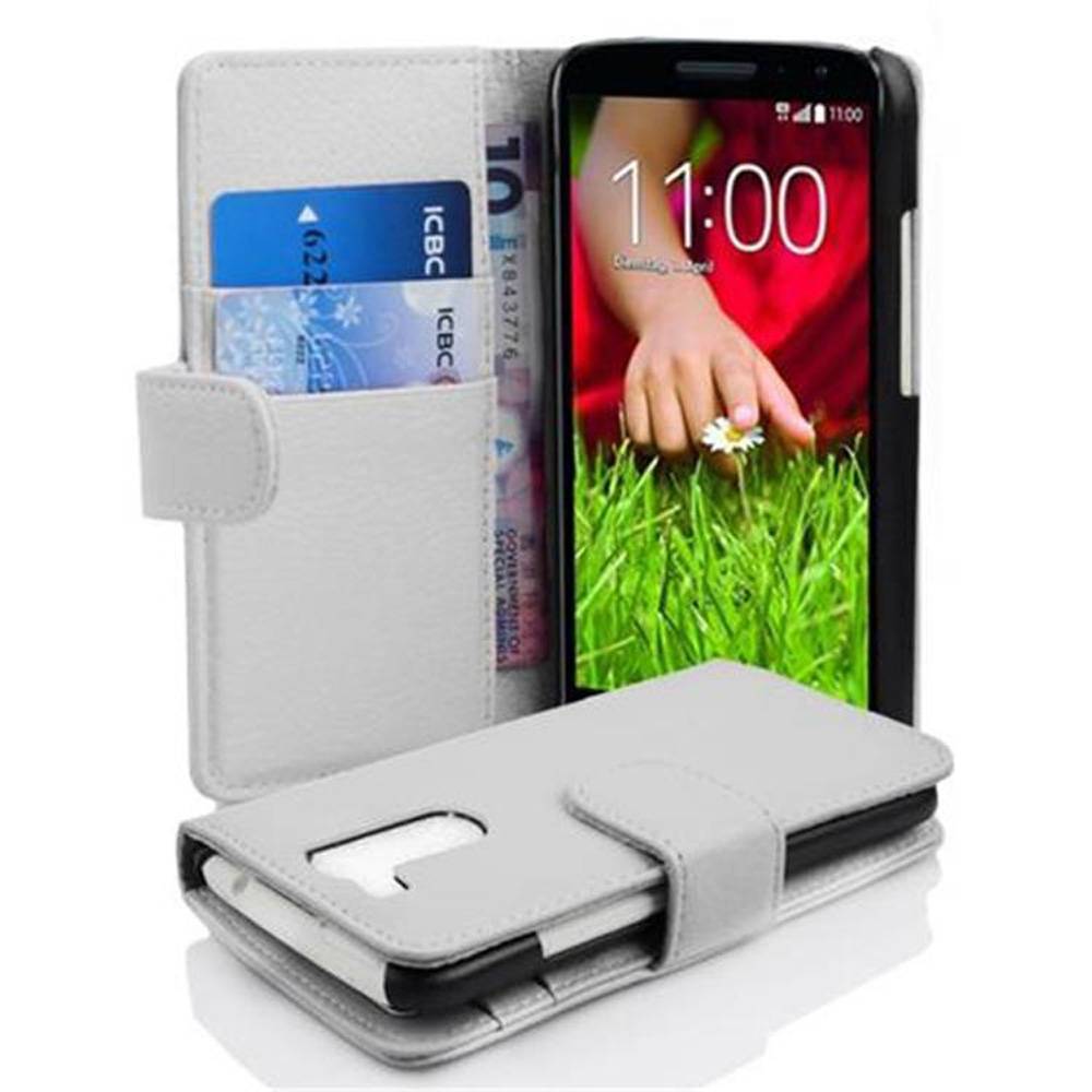 Cadorabo Schutzhülle für LG G2 MINI Hülle in Weiß Handyhülle Etui Case Backcover Kunstleder Tasche