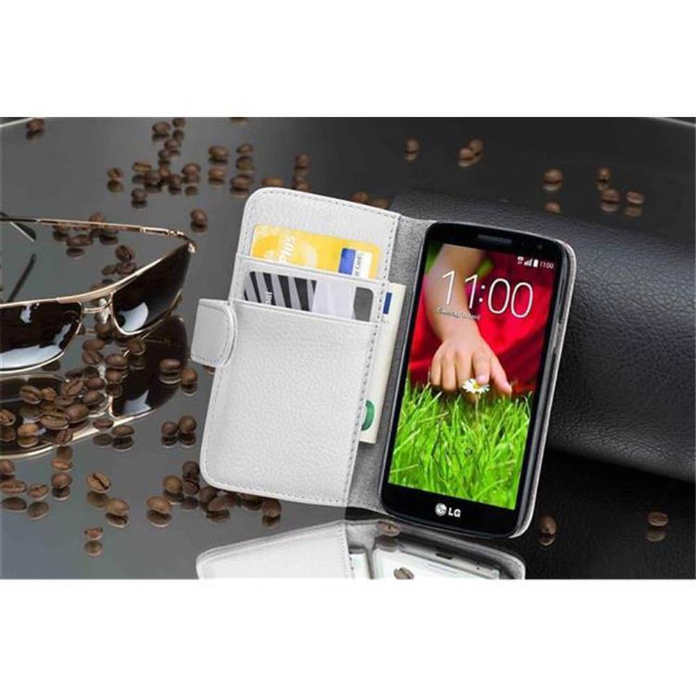 Cadorabo Schutzhülle für LG G2 MINI Hülle in Weiß Handyhülle Etui Case Backcover Kunstleder Tasche