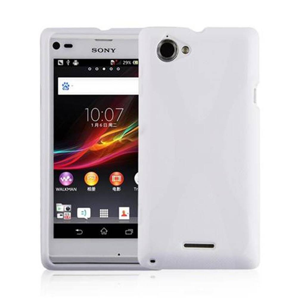 Cadorabo Handyhülle für Sony Xperia L in Weiß Hülle Schutzhülle TPU Silikon Backcover Case