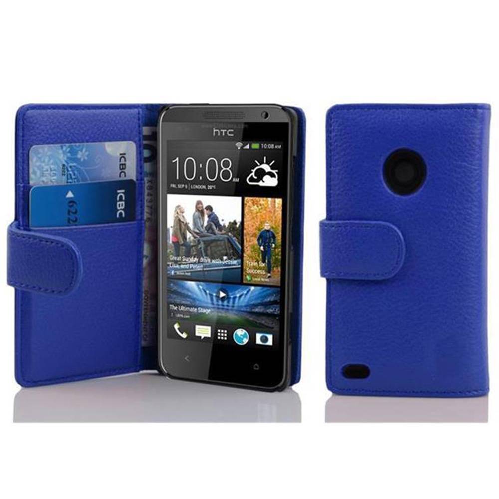 Cadorabo Schutzhülle für HTC Desire 300 Hülle in Blau Handyhülle Etui Case Backcover Kunstleder Tasche