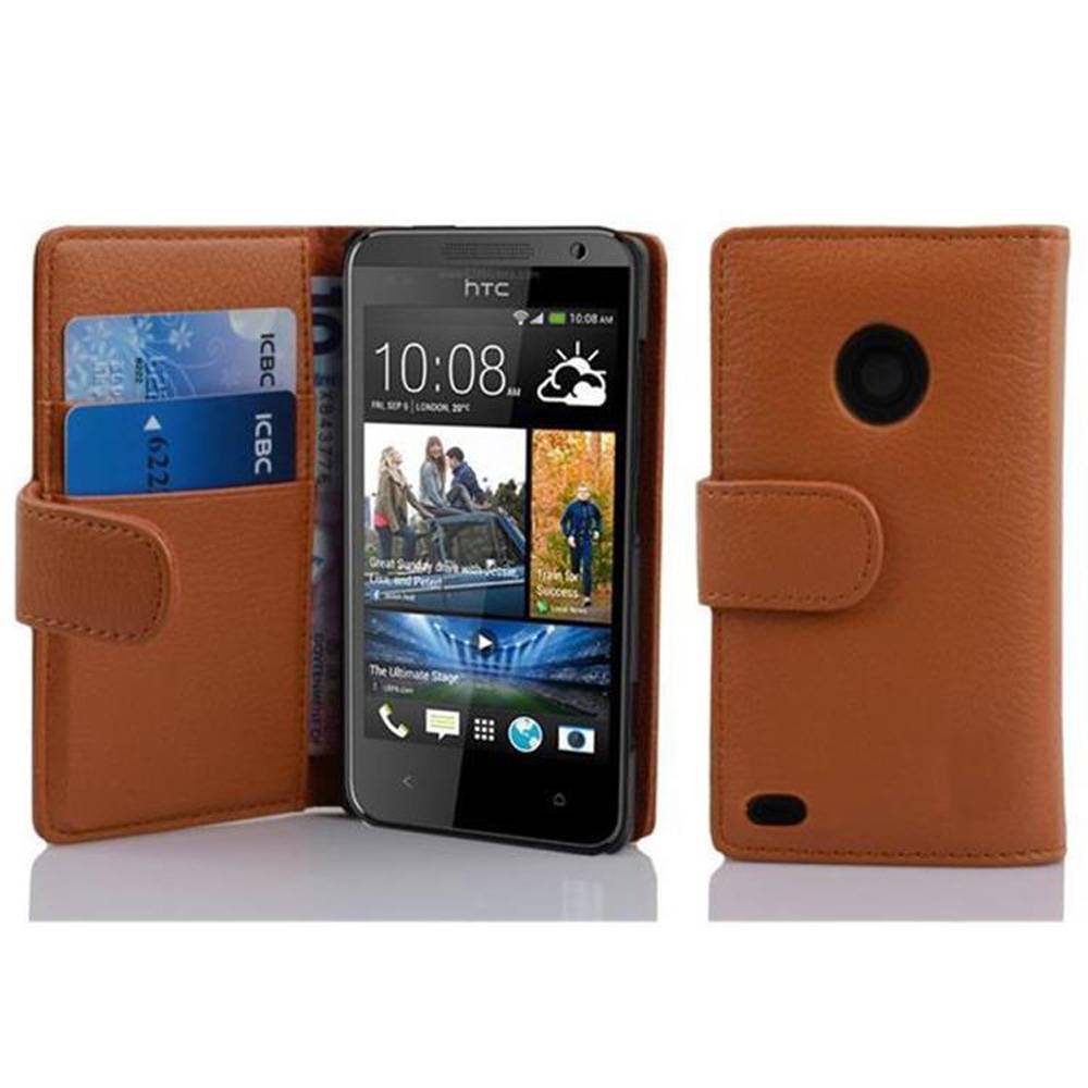 Cadorabo Schutzhülle für HTC Desire 300 Hülle in Braun Handyhülle Etui Case Backcover Kunstleder Tasche