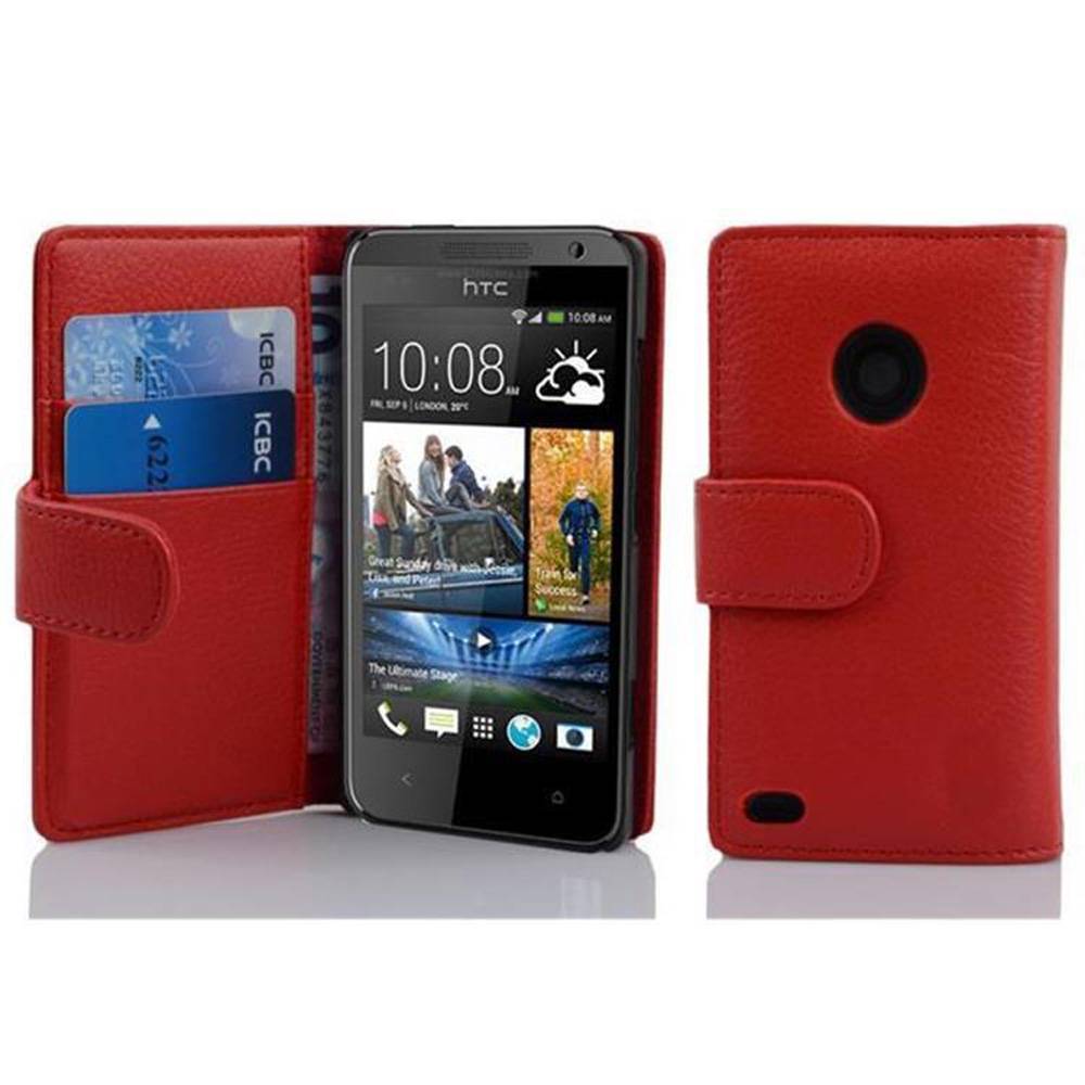 Cadorabo Schutzhülle für HTC Desire 300 Hülle in Rot Handyhülle Etui Case Backcover Kunstleder Tasche