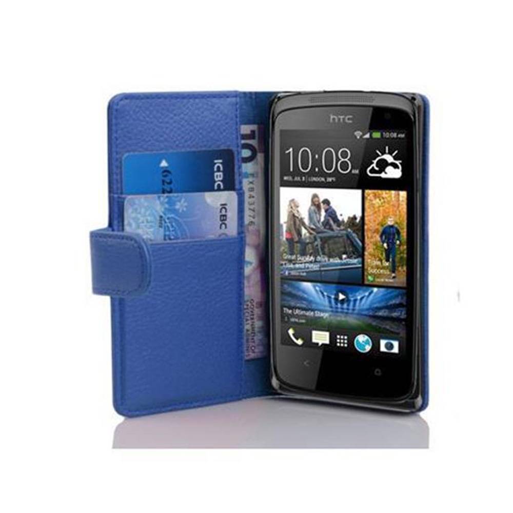 Cadorabo Schutzhülle für HTC Desire 500 Hülle in Blau Handyhülle Etui Case Backcover Kunstleder Tasche