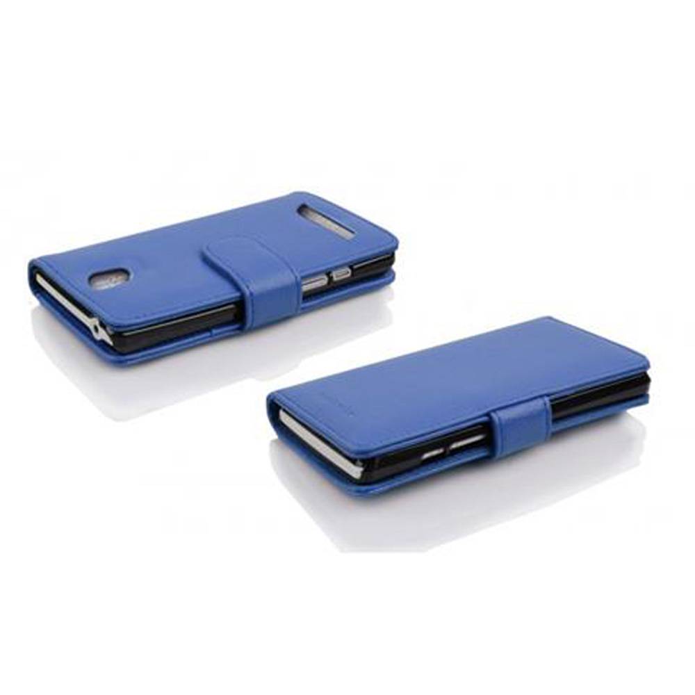 Cadorabo Schutzhülle für HTC Desire 500 Hülle in Blau Handyhülle Etui Case Backcover Kunstleder Tasche