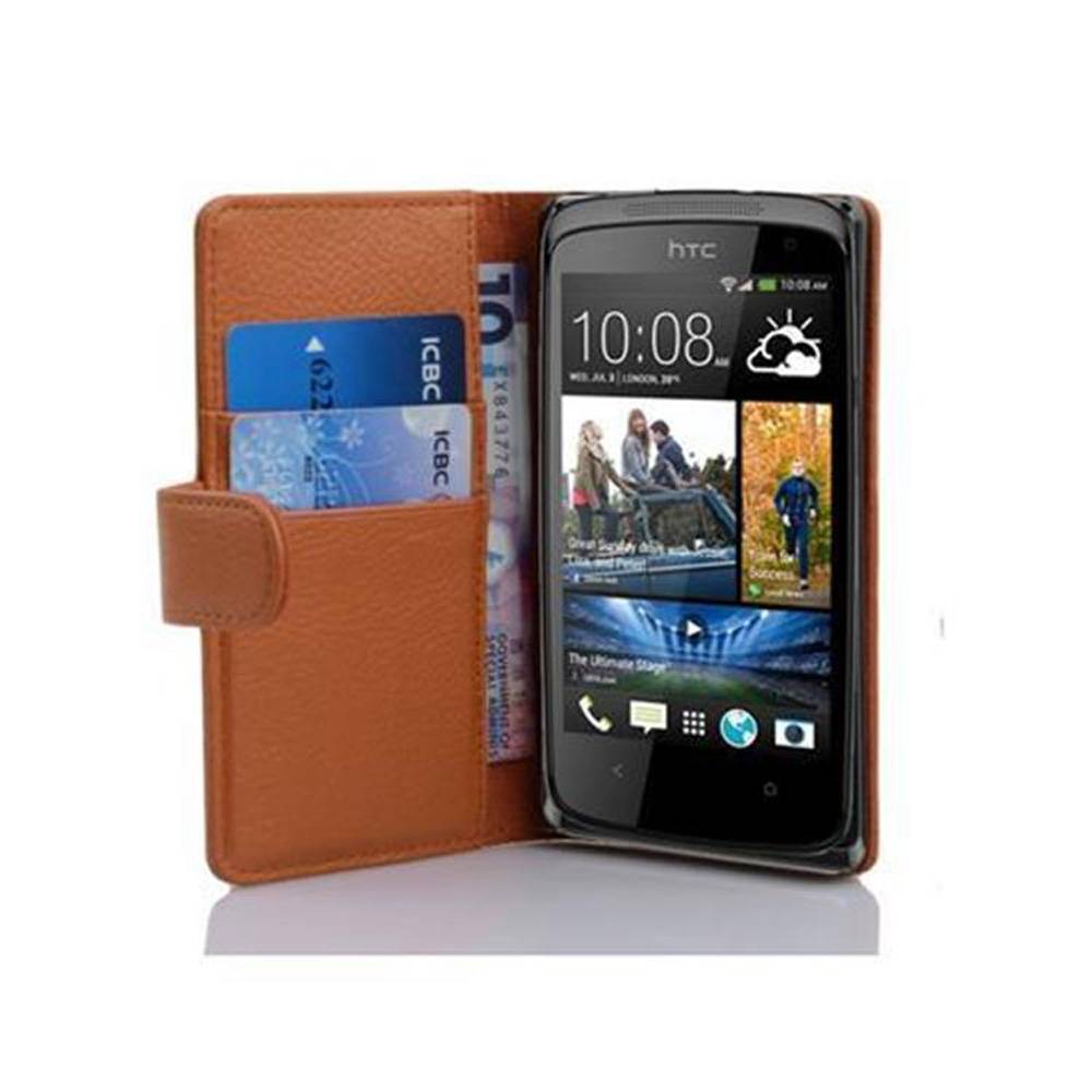Cadorabo Schutzhülle für HTC Desire 500 Hülle in Braun Handyhülle Etui Case Backcover Kunstleder Tasche