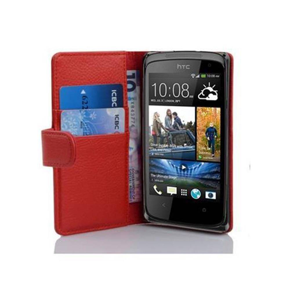 Cadorabo Schutzhülle für HTC Desire 500 Hülle in Rot Handyhülle Etui Case Backcover Kunstleder Tasche
