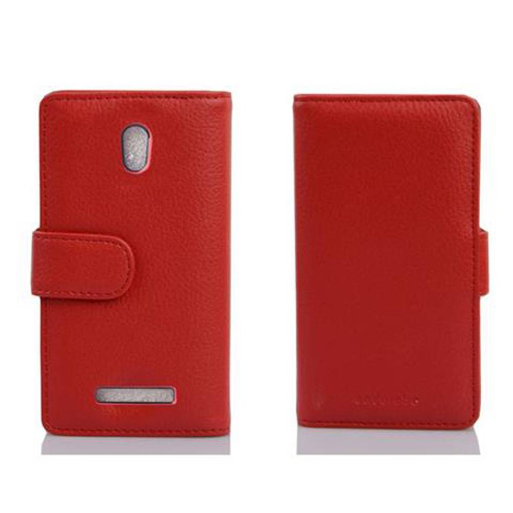 Cadorabo Schutzhülle für HTC Desire 500 Hülle in Rot Handyhülle Etui Case Backcover Kunstleder Tasche