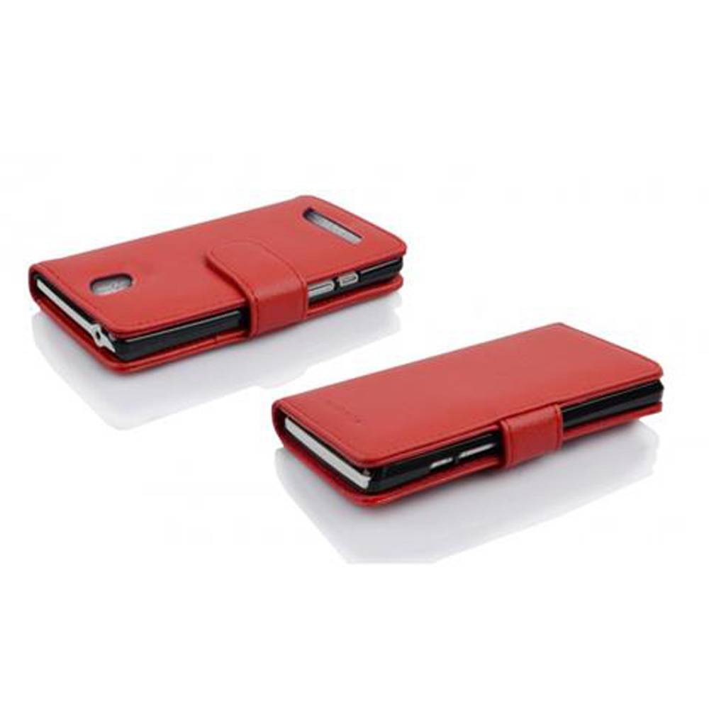 Cadorabo Schutzhülle für HTC Desire 500 Hülle in Rot Handyhülle Etui Case Backcover Kunstleder Tasche
