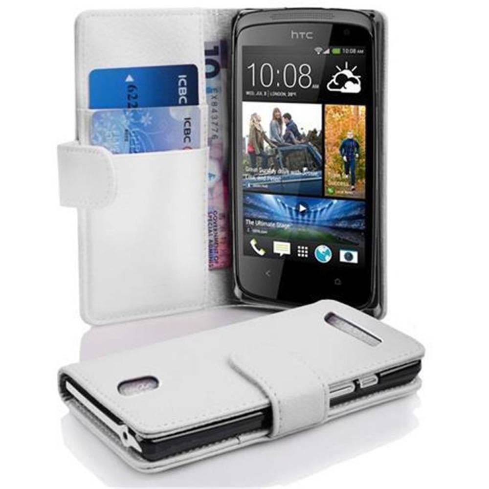 Cadorabo Schutzhülle für HTC Desire 500 Hülle in Weiß Handyhülle Etui Case Backcover Kunstleder Tasche