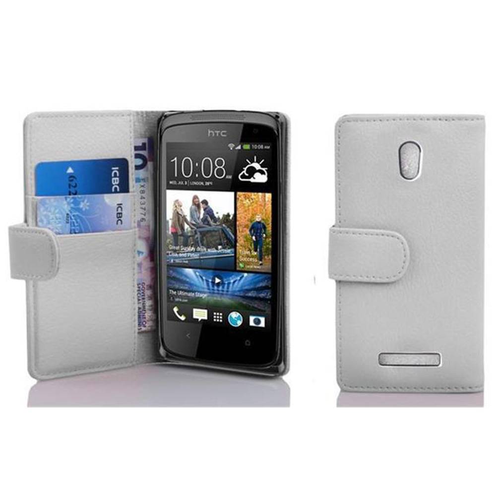Cadorabo Schutzhülle für HTC Desire 500 Hülle in Weiß Handyhülle Etui Case Backcover Kunstleder Tasche