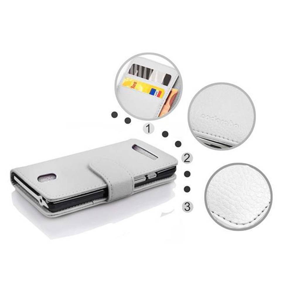 Cadorabo Schutzhülle für HTC Desire 500 Hülle in Weiß Handyhülle Etui Case Backcover Kunstleder Tasche