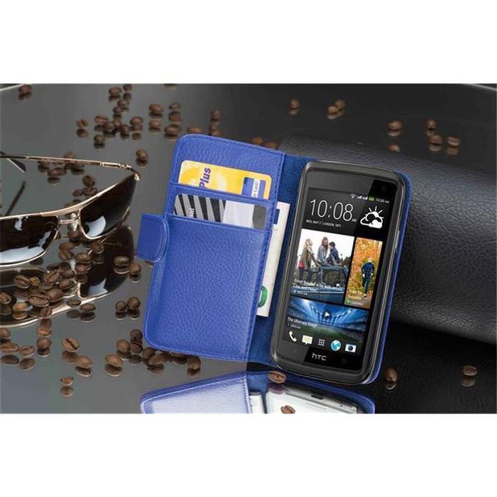 Cadorabo Schutzhülle für HTC Desire 600 Hülle in Blau Handyhülle Etui Case Backcover Kunstleder Tasche