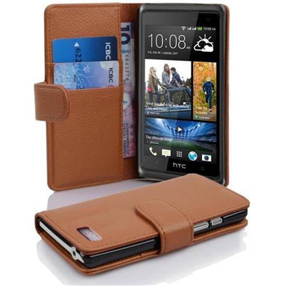 Cadorabo Schutzhülle für HTC Desire 600 Hülle in Braun Handyhülle Etui Case Backcover Kunstleder Tasche