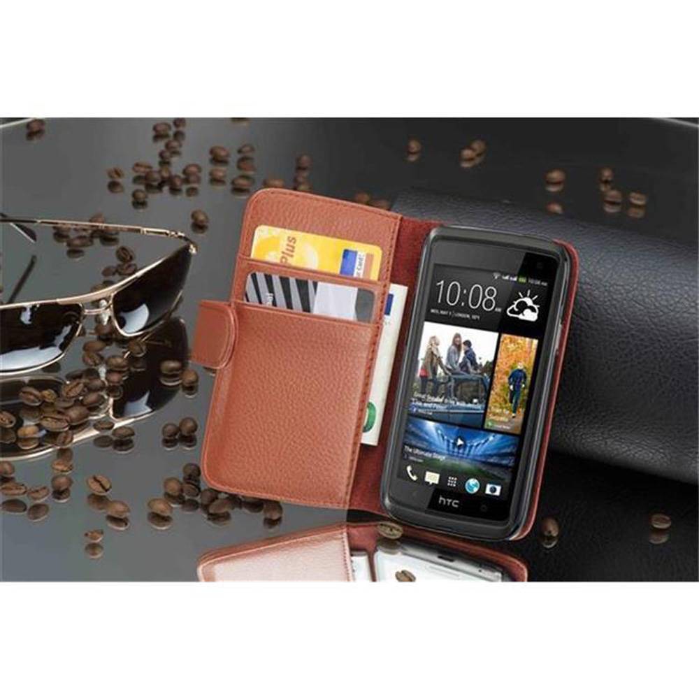 Cadorabo Schutzhülle für HTC Desire 600 Hülle in Braun Handyhülle Etui Case Backcover Kunstleder Tasche