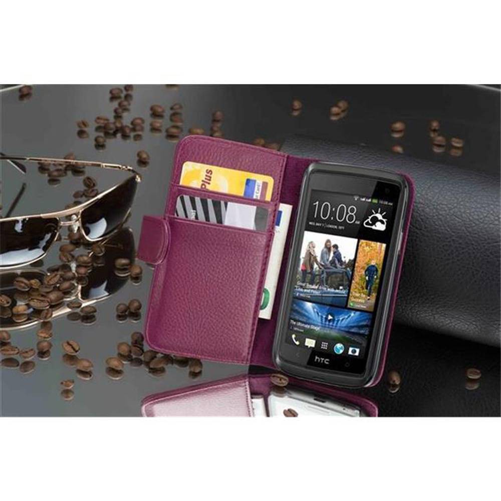 Cadorabo Schutzhülle für HTC Desire 600 Hülle in Lila Handyhülle Etui Case Backcover Kunstleder Tasche
