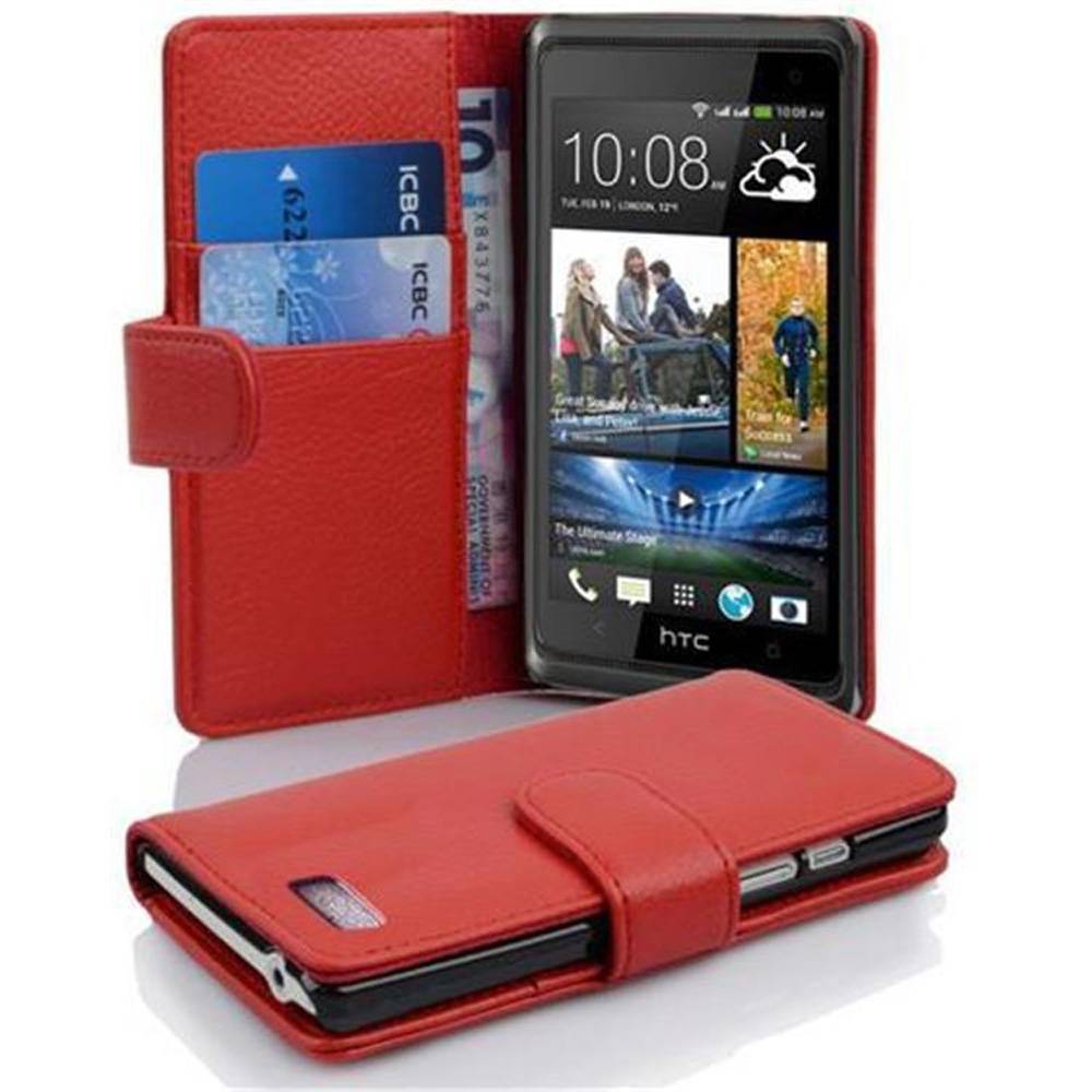 Cadorabo Schutzhülle für HTC Desire 600 Hülle in Rot Handyhülle Etui Case Backcover Kunstleder Tasche
