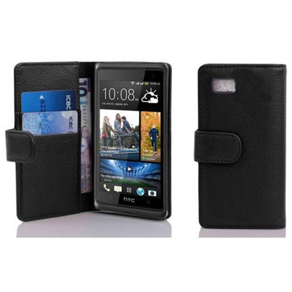 Cadorabo Schutzhülle für HTC Desire 600 Hülle in Schwarz Handyhülle Etui Case Backcover Kunstleder Tasche