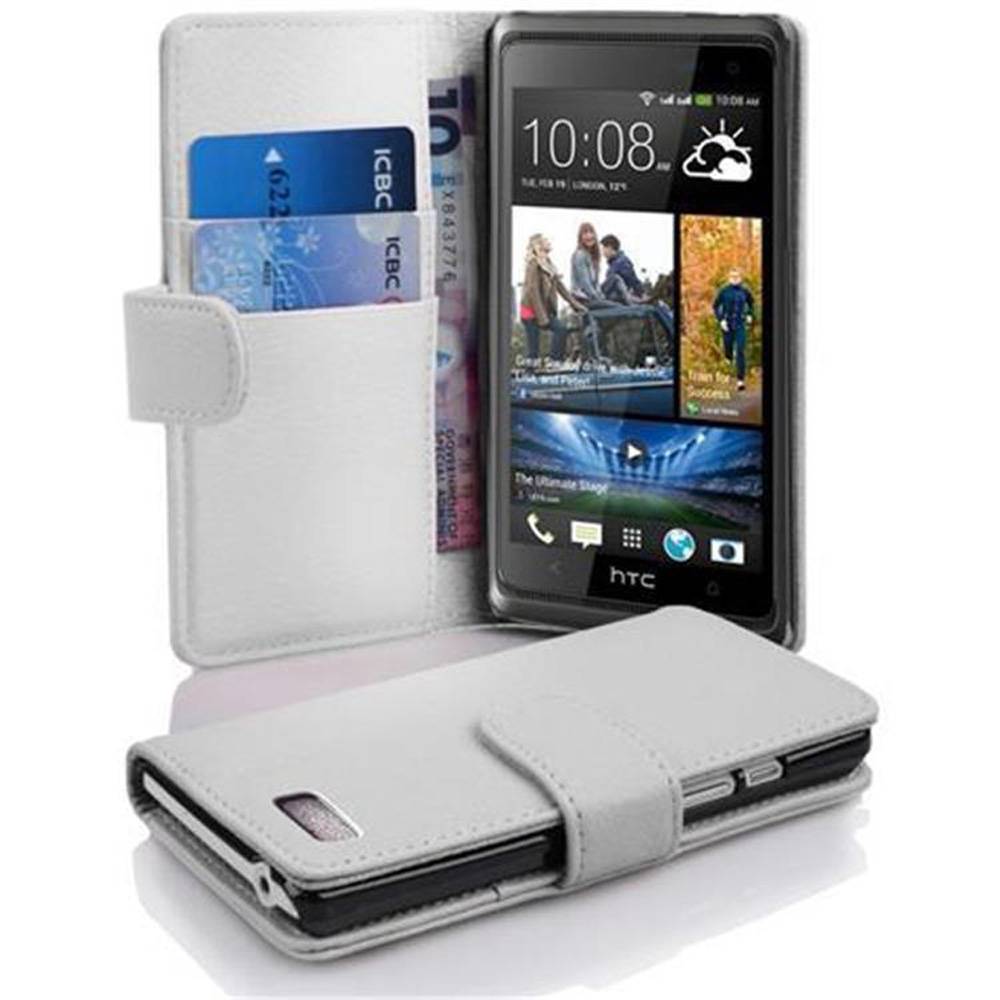 Cadorabo Schutzhülle für HTC Desire 600 Hülle in Weiß Handyhülle Etui Case Backcover Kunstleder Tasche