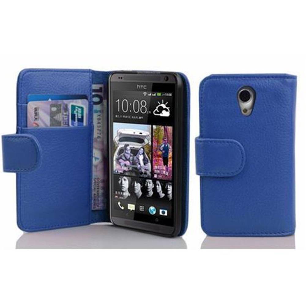 Cadorabo Schutzhülle für HTC Desire 700 Hülle in Blau Handyhülle Etui Case Backcover Kunstleder Tasche