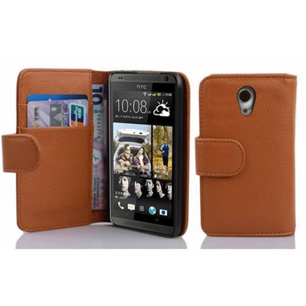 Cadorabo Schutzhülle für HTC Desire 700 Hülle in Braun Handyhülle Etui Case Backcover Kunstleder Tasche