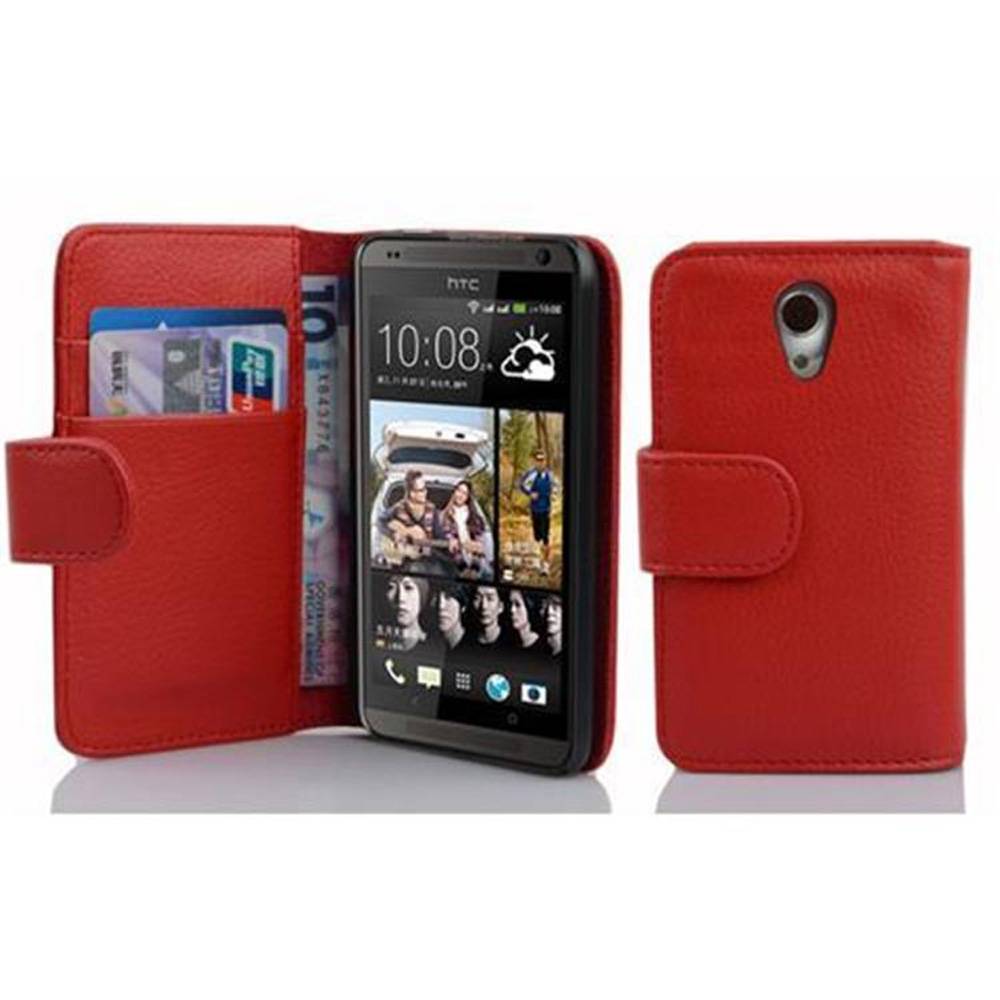 Cadorabo Schutzhülle für HTC Desire 700 Hülle in Rot Handyhülle Etui Case Backcover Kunstleder Tasche