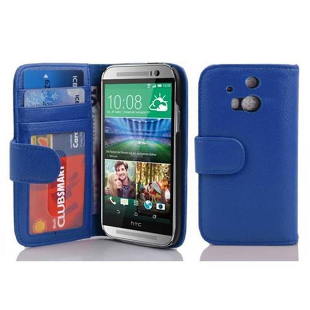 Cadorabo Hülle für HTC ONE M8 in Blau Backcover Handy Schutz Hülle Book Case Booklet Kartenfächer