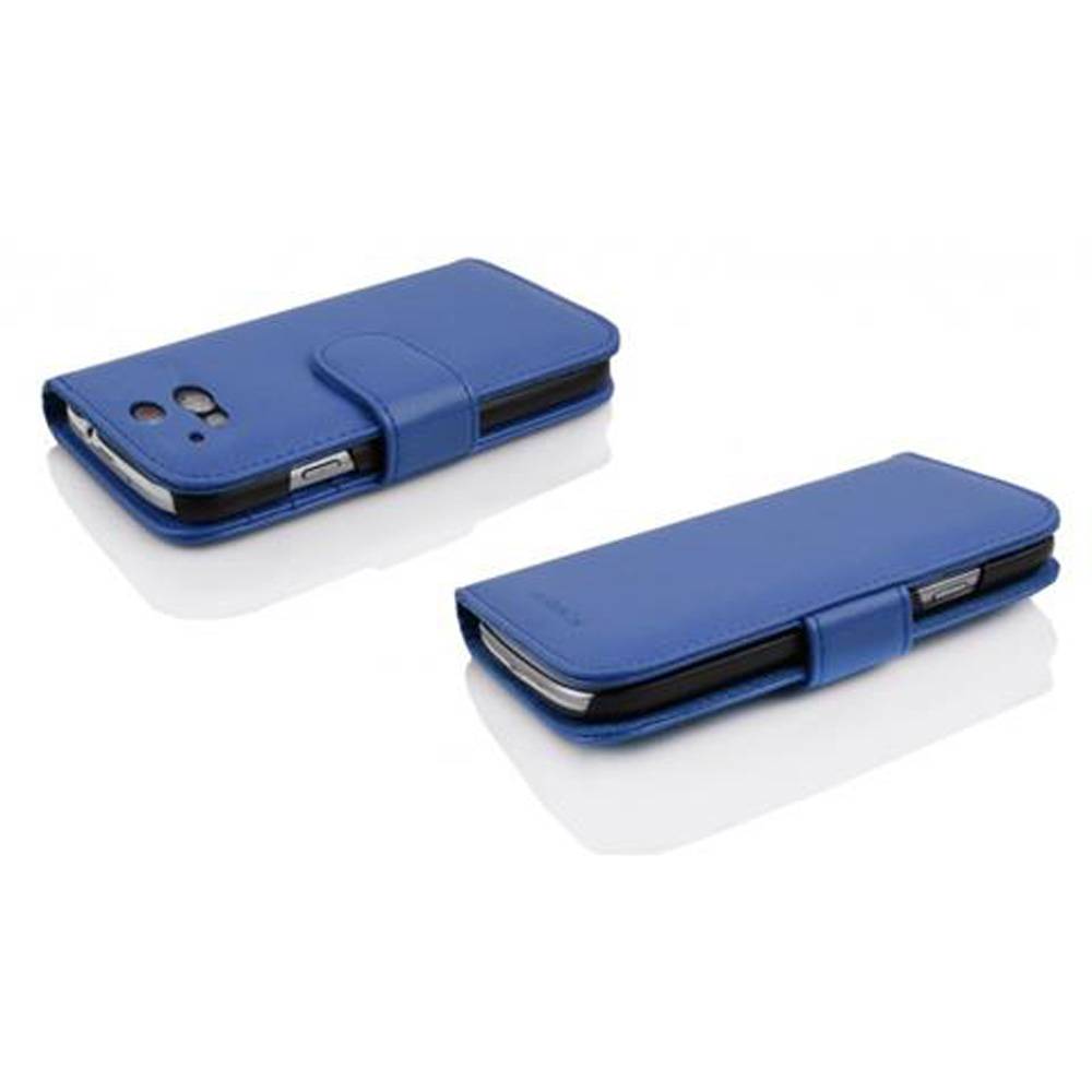 Cadorabo Hülle für HTC ONE M8 in Blau Backcover Handy Schutz Hülle Book Case Booklet Kartenfächer