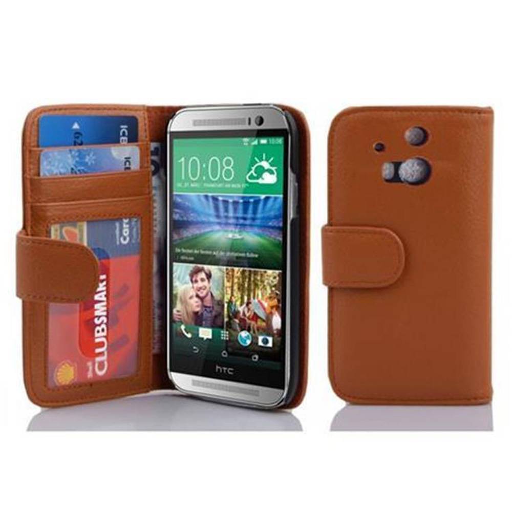 Cadorabo Hülle für HTC ONE M8 in Braun Backcover Handy Schutz Hülle Book Case Booklet Kartenfächer