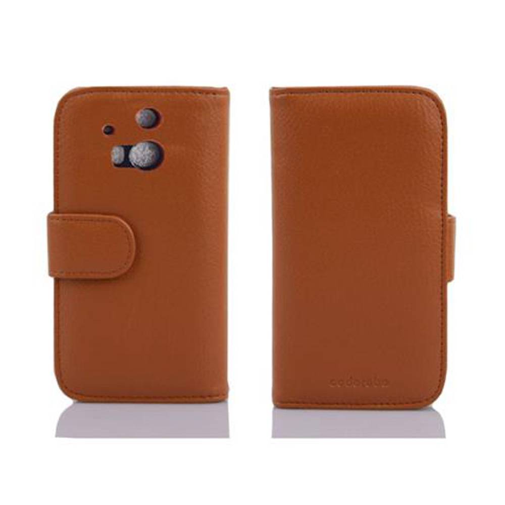 Cadorabo Hülle für HTC ONE M8 in Braun Backcover Handy Schutz Hülle Book Case Booklet Kartenfächer