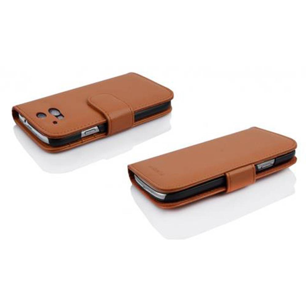 Cadorabo Hülle für HTC ONE M8 in Braun Backcover Handy Schutz Hülle Book Case Booklet Kartenfächer