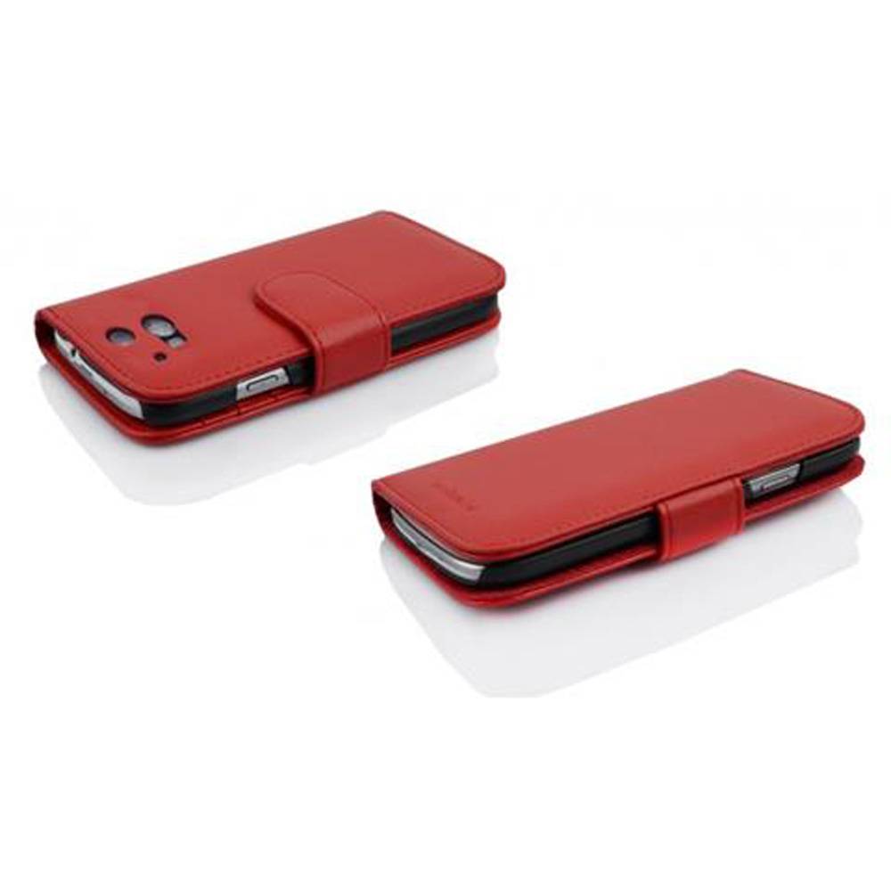 Cadorabo Hülle für HTC ONE M8 in Rot Backcover Handy Schutz Hülle Book Case Booklet Kartenfächer