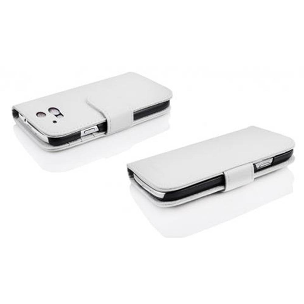 Cadorabo Hülle für HTC ONE M8 in Weiß Backcover Handy Schutz Hülle Book Case Booklet Kartenfächer